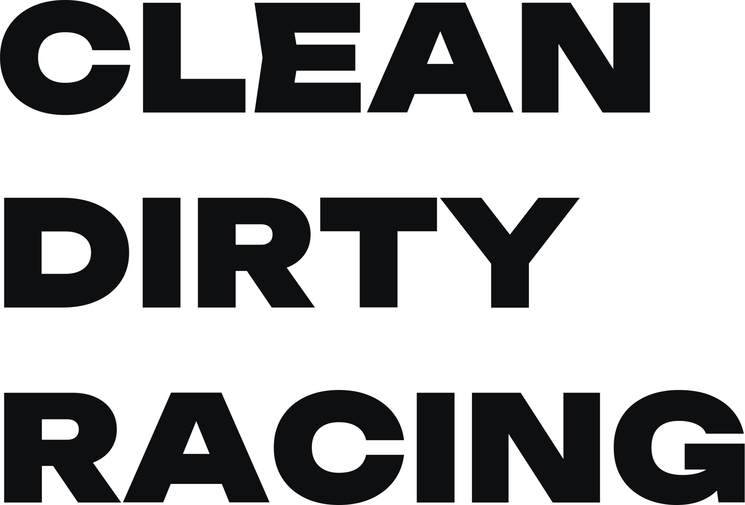 Black stacked Clean Dirty Racing wordmark
